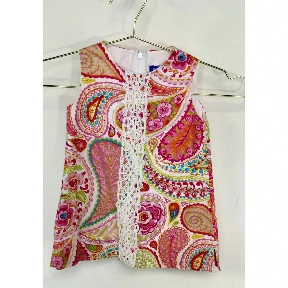 J.Bailey Baby‎ Pink Paisley Sleeveless Round Neck Side Slit Shift Dress Size 2T
